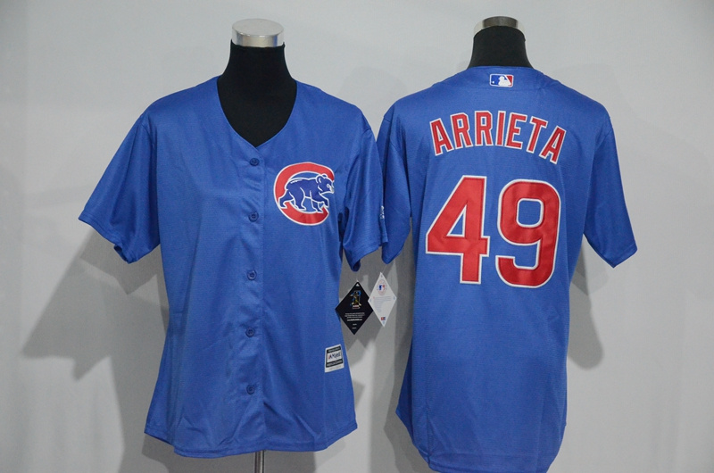 Womens 2017 MLB Chicago Cubs #49 Arrieta Blue Jerseys
